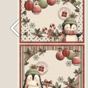Tricoline 100% algodão Jogo Americano Pinguim Natal