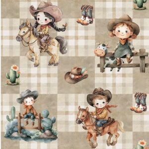 Tricoline 100% algodão Country Menina e Cavalo