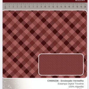 Tricoline 100% algodão Xadrez Vermelho