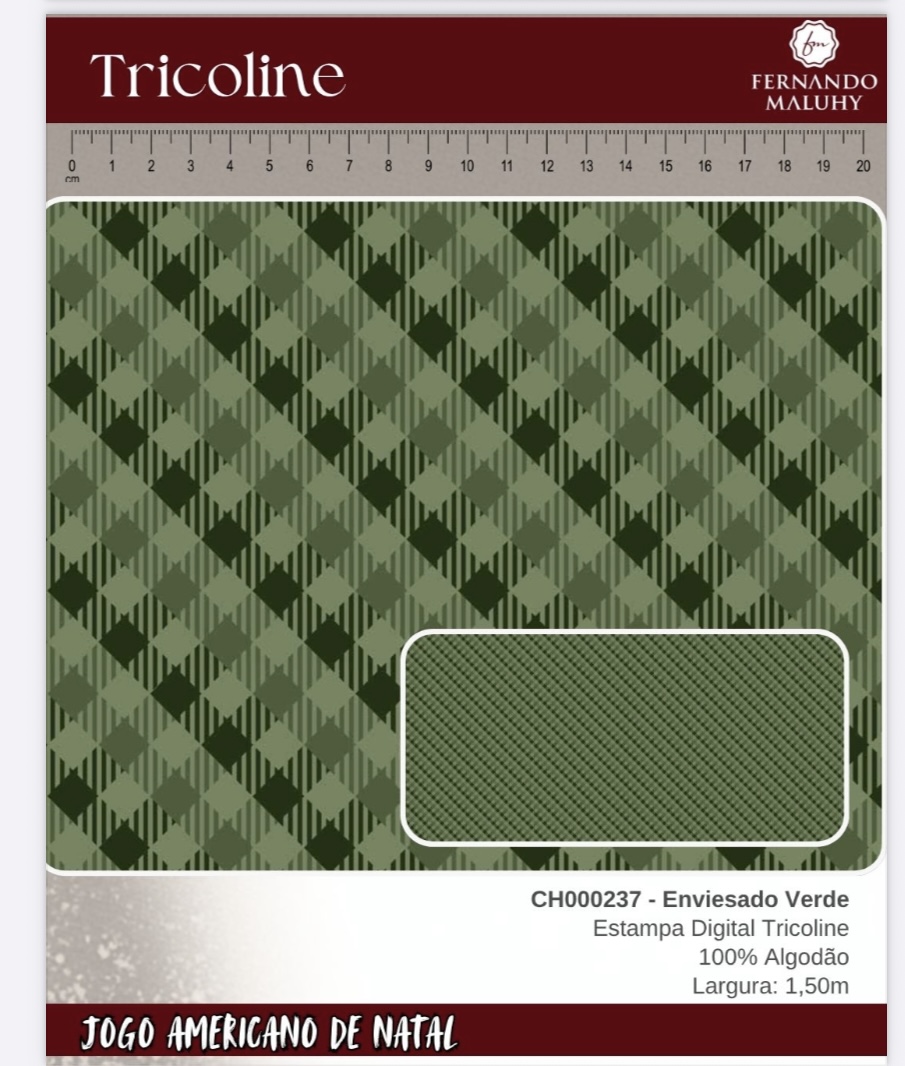Tricoline 100% algodão Xadrez Verde