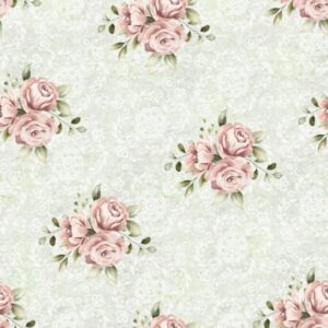 Tricoline 100% algodão Floral Arabesco Verde