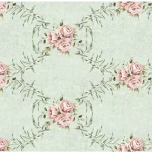 Tricoline 100% algodão Floral Losangos Verde