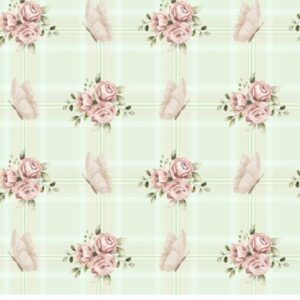 Tricoline 100% algodão Floral Borboletas Verde