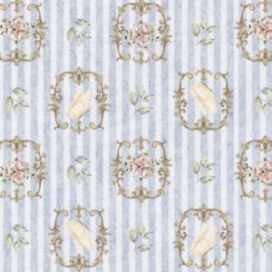 Tricoline 100% algodão Floral Camafeu Azul