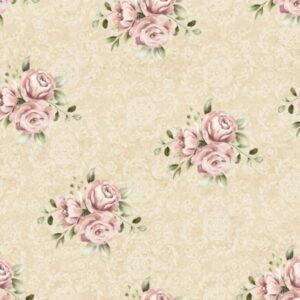 Tricoline 100% algodão Floral Arabesco Nude