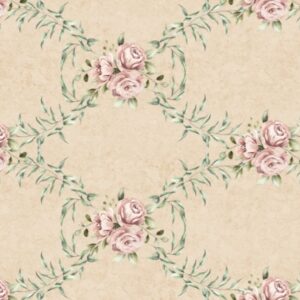 Tricoline 100% algodão Floral Losangos Nude
