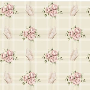 Tricoline 100% algodão Floral Borboletas Nude
