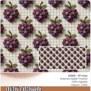 Tricoline 100% algodão Uvas