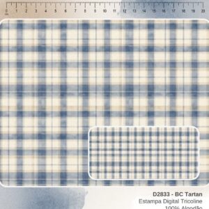 Tricoline 100% algodão Xadrez Azul