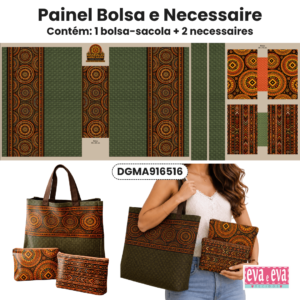 Sarja 100% algodão Painel Bolsa e Necessaire
