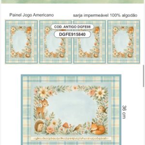 Sarja 100% algodão Jogo Americano Floresta Encantada