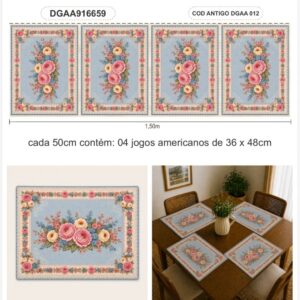 Sarja 100% algodão Jogo Americano Floral