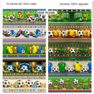 Tricoline 100% algodão Faixa Futebol
