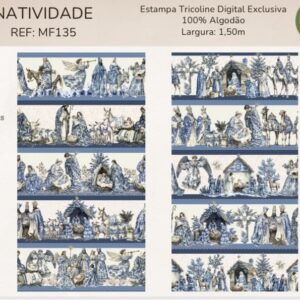 Tricoline 100% algodão Faixa Natal Natividade