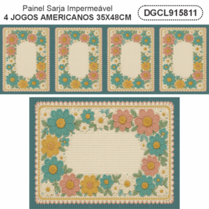 Sarja 100% algodão Jogo Americano Flor Crochê