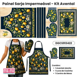 Sarja 100% algodão Avental Limão