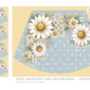 Tricoline100% algodão Jogo americano margaridas
